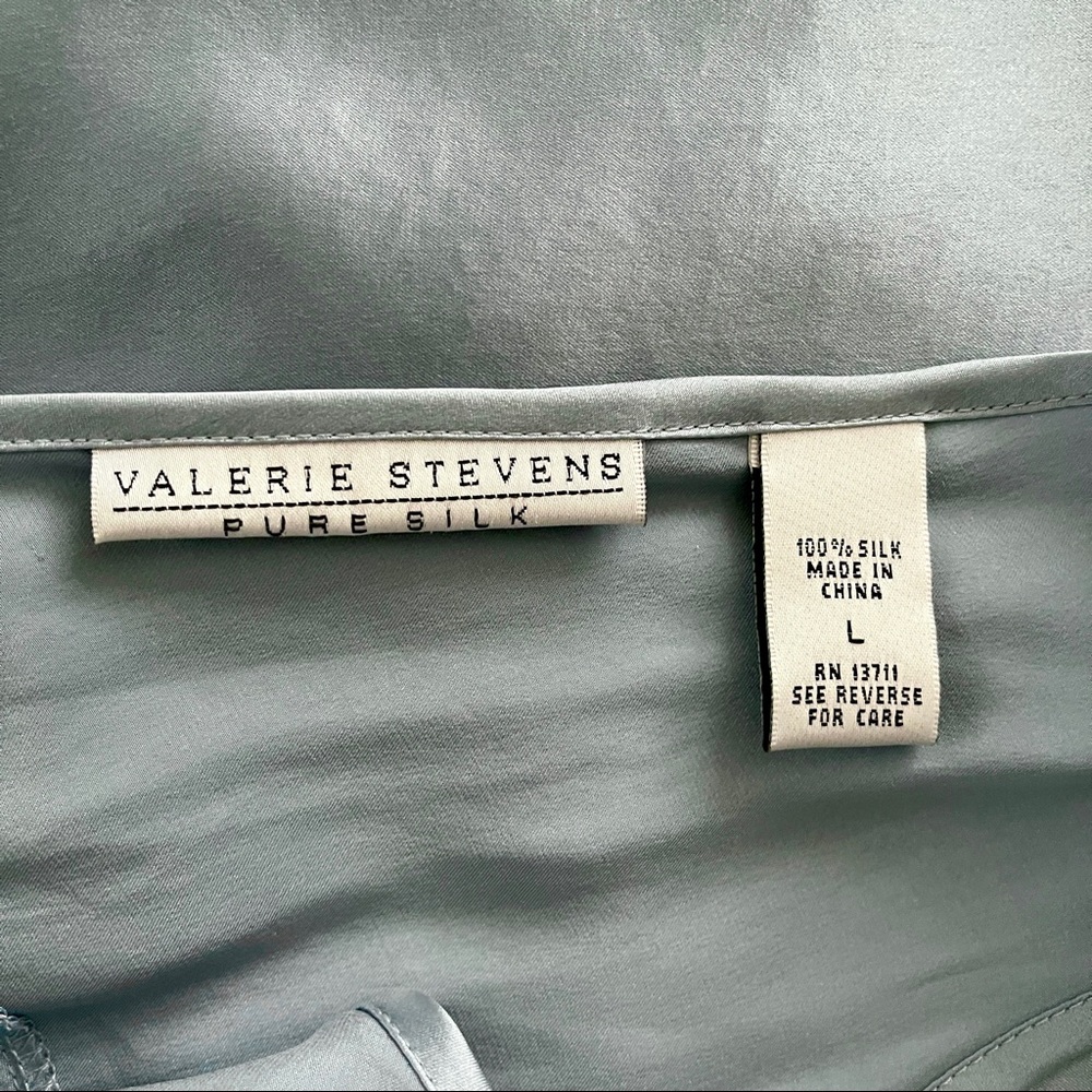 VALERIE STEVENS PURE 100% SILK STEEL BLUE BIAS CUT NIGHTGOWN L NWT - Picture 2 of 8
